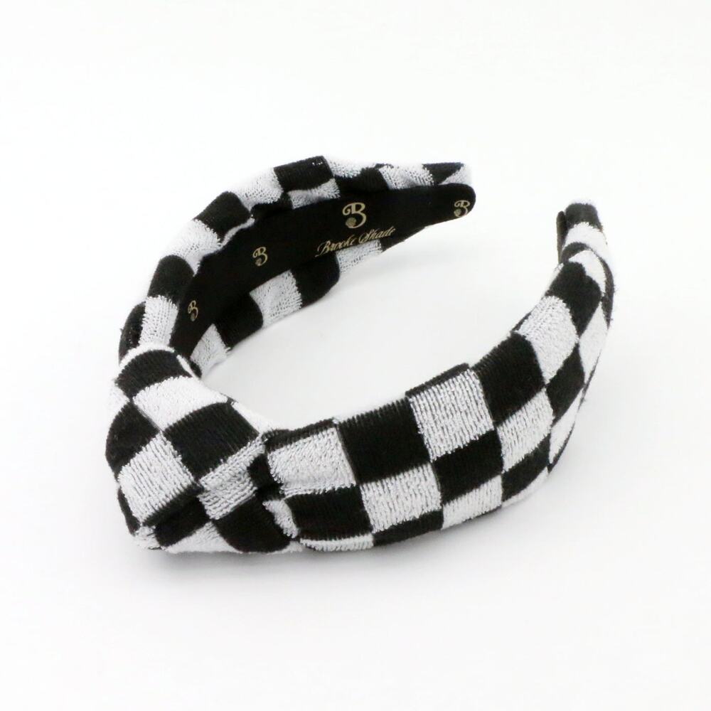 The Classic Checkered Terry Cloth Headband Lowknot